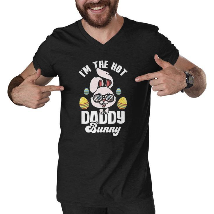 Mens Im The Hot Daddy Bunny Matching Family Easter Party Men V-Neck Tshirt