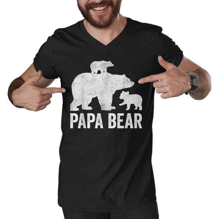 Mens Papa Bear Fathers Day Grandad  Fun 2 Cub Kid Grandpa  Men V-Neck Tshirt