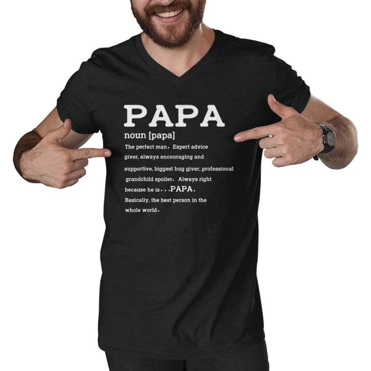 Mens Papa Definition Noun Nutrition Fathers Day Grandpa Men V-Neck Tshirt