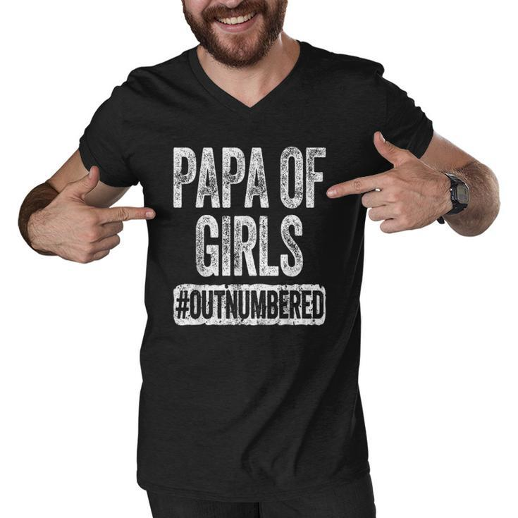 Mens Papa Of Girls Outnumbered Fathers Day Men V-Neck Tshirt