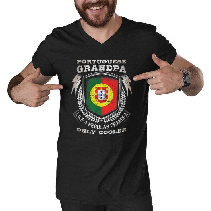 Mens Portuguese Grandpa Like A Regular Grandpa Only Cooler Funny Men V-Neck Tshirt