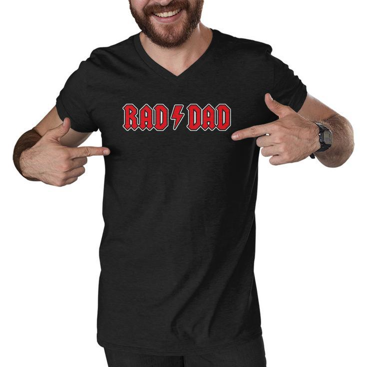 Mens Rad Dad Cool Vintage Rock And Roll Funny Fathers Day Papa Men V-Neck Tshirt