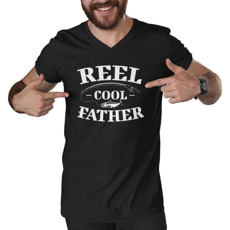 Mens Reel Cool Father Fishing Lover Gift Men V-Neck Tshirt