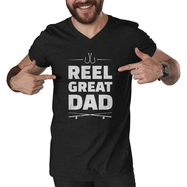 Mens Reel Great Dad - Fishing Gift Fisherman Father Men V-Neck Tshirt