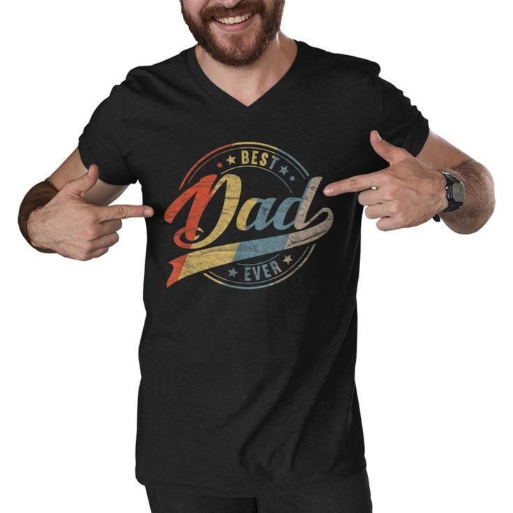 Mens Retro Vintage Best Dad Ever Father Daddy Fathers Day Gift  Men V-Neck Tshirt