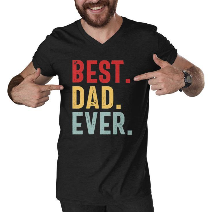 Mens Retro Vintage Best Dad Ever Funny Fathers Day Men V-Neck Tshirt