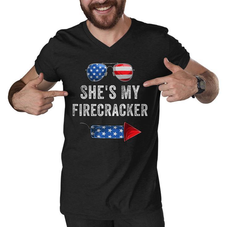 Mens Shes My Firecracker His And Hers 4Th July Matching Couples  Men V-Neck Tshirt