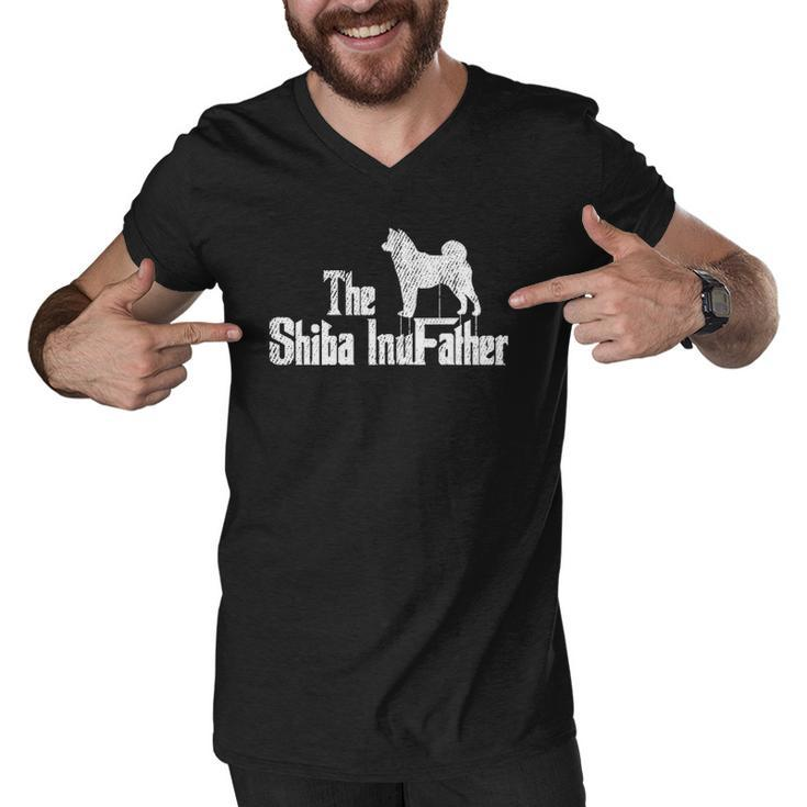 Mens Shiba Inu Dog Fathers Day Funny Doxie Dog Puppy Daddy Men V-Neck Tshirt