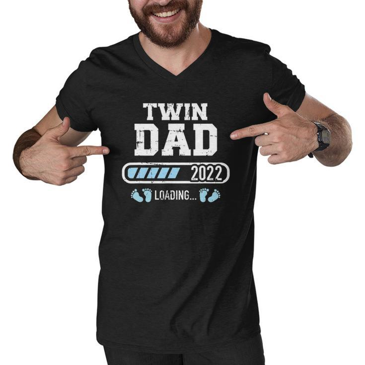 Mens Twin Dad 2022 Loading For Pregnancy Announcement Men V-Neck Tshirt