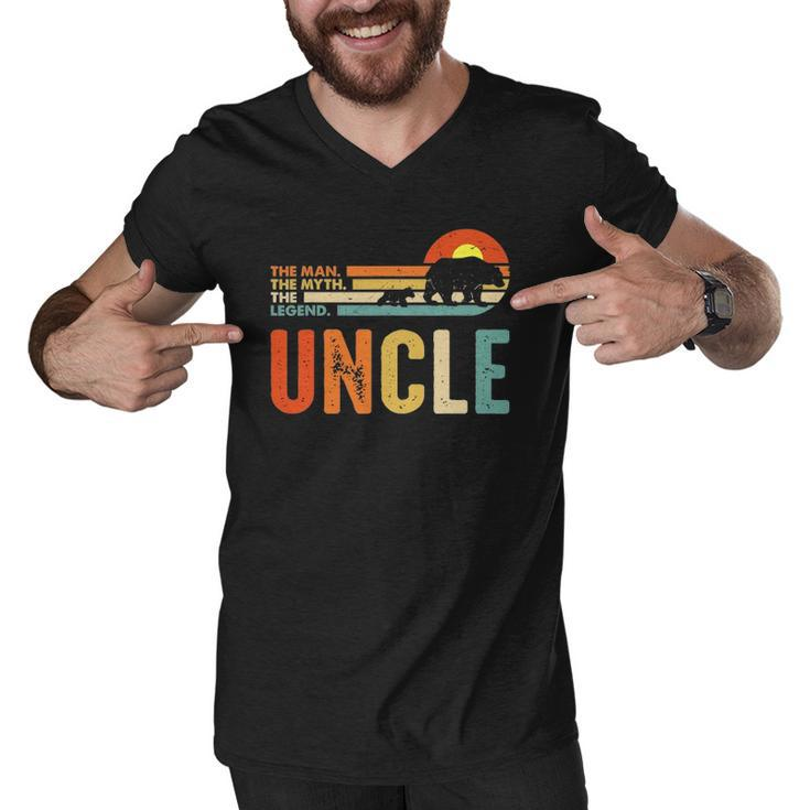 Mens Uncle Man Myth Legend Vintage Men Retro Classic Uncle Men V-Neck Tshirt