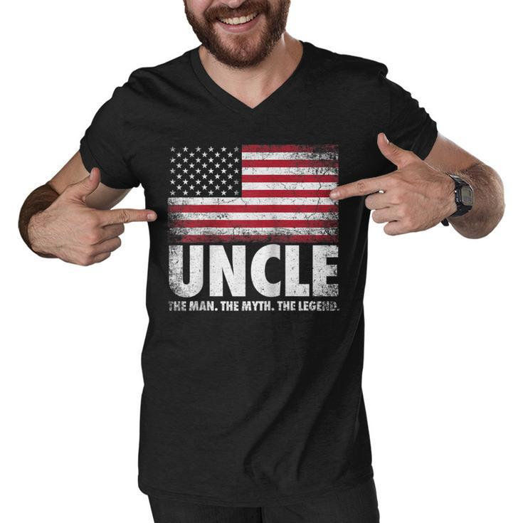 Mens Uncle The Man Myth Legend Fathers Day 4Th Of July Funny  Men V-Neck Tshirt