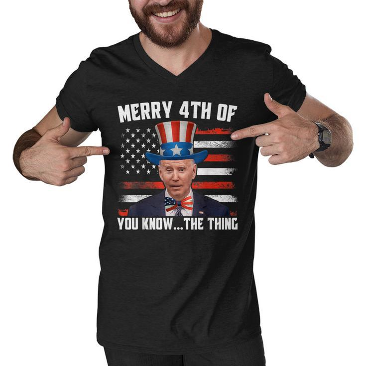Merry Happy 4Th Of You Know The Thing Funny Biden Confused  Men V-Neck Tshirt