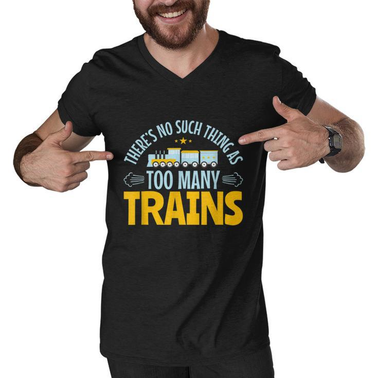 Model Train Lover Too Many Trains Railroad Collector  Men V-Neck Tshirt