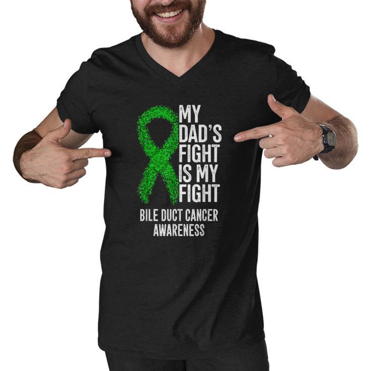 My Dads Fight Is My Fight Bile Duct Cancer Awareness Men V-Neck Tshirt