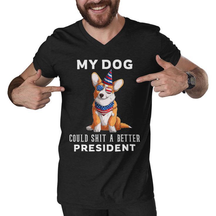 My Dog Could Shit A Better President Corgi Lover Anti Biden V3 Men V-Neck Tshirt