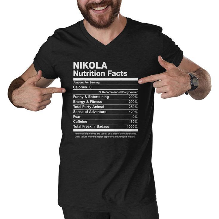 Nikola Nutrition Facts Name Family Funny Men V-Neck Tshirt