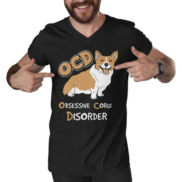 Ocd-Obsessive-Corgi Disorder Men V-Neck Tshirt