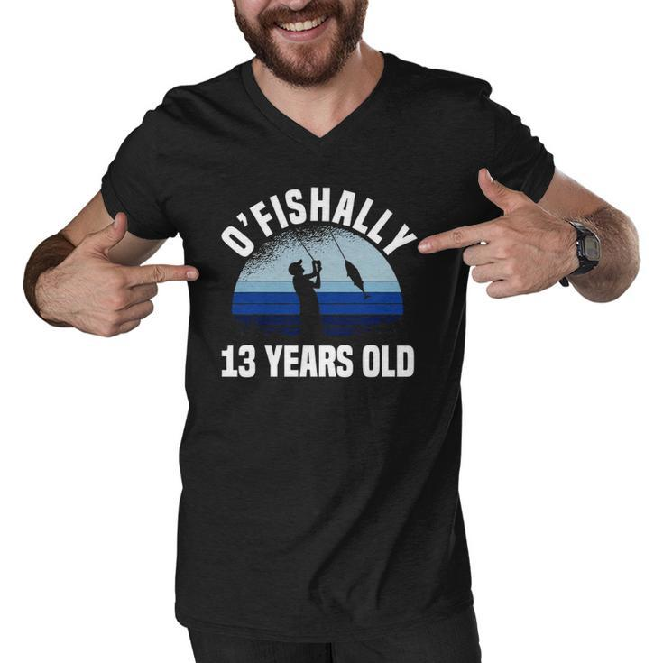 Ofishally 13 Years Old Fisherman 13Th Birthday Fishing Men V-Neck Tshirt