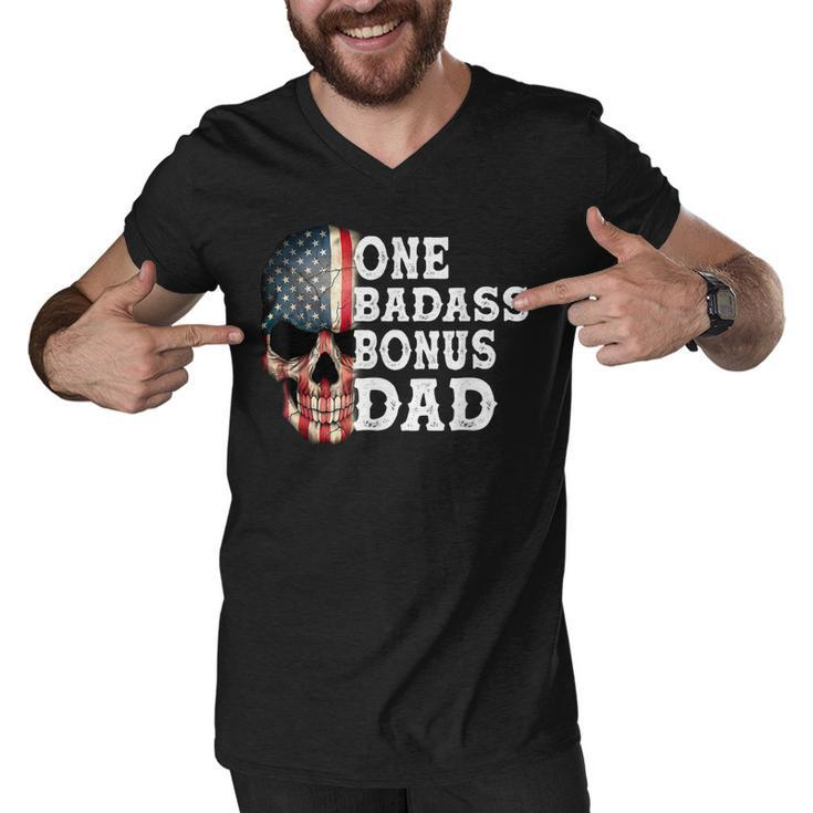 One Badass Bonus Dad Birthday Fathers Day Gift  Men V-Neck Tshirt