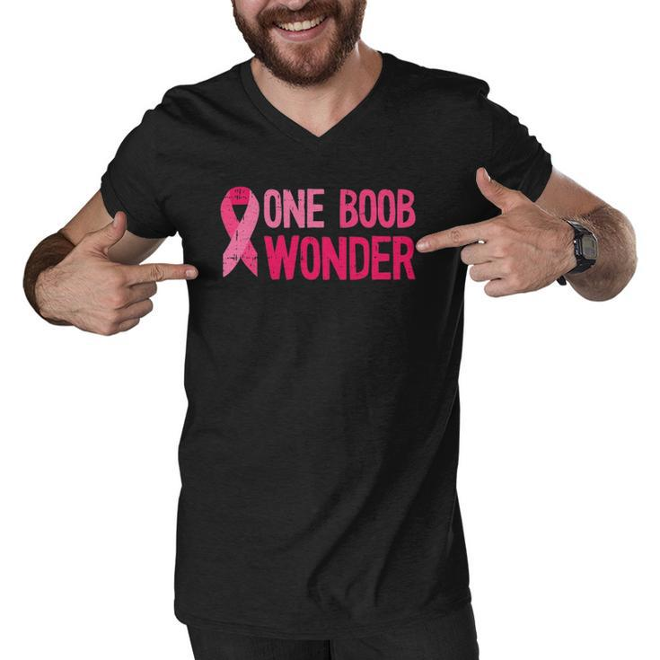One Boob Wonder - Pink Ribbon Survivor Breast Cancer Men V-Neck Tshirt