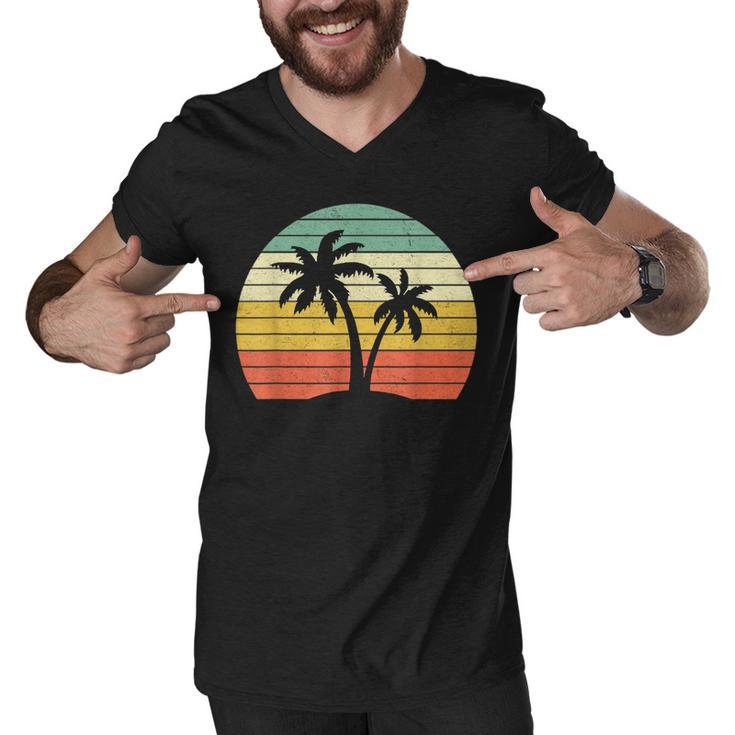 Palm Tree  Vintage Retro Style Tropical Beach  Men V-Neck Tshirt