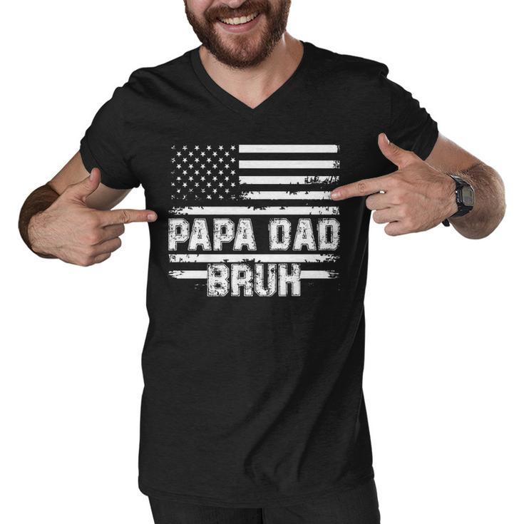 Papa Dad Bruh Fathers Day 4Th Of July Us Flag Vintage 2022   Men V-Neck Tshirt