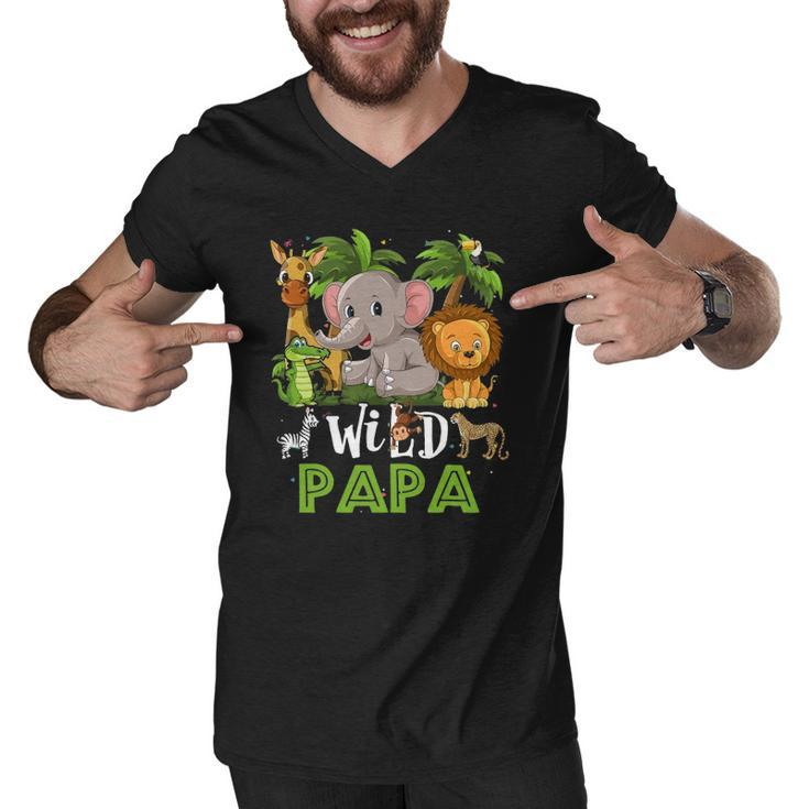 Papa Of The Wild Zoo Birthday Safari Jungle Animal Funny Men V-Neck Tshirt