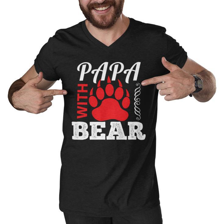 Papa With Bear Fathers Day T-Shirt Men V-Neck Tshirt