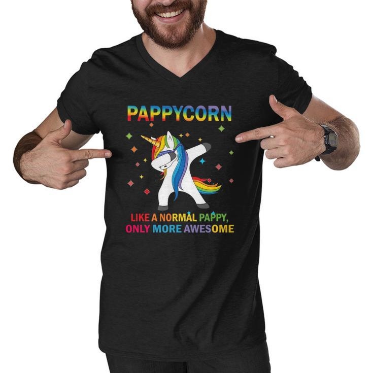 Pappycorn Dabbing Unicorn Pappy Funny Gift Men V-Neck Tshirt