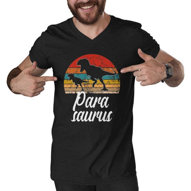 Parasaurus Paraprofessional Funny Dinosaur Vintage Men V-Neck Tshirt