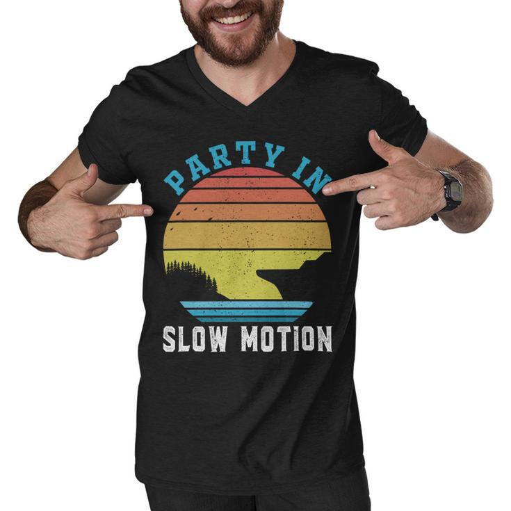 Party In Slow Motion Vintage  Funny Boating  Boating Gifts Men V-Neck Tshirt