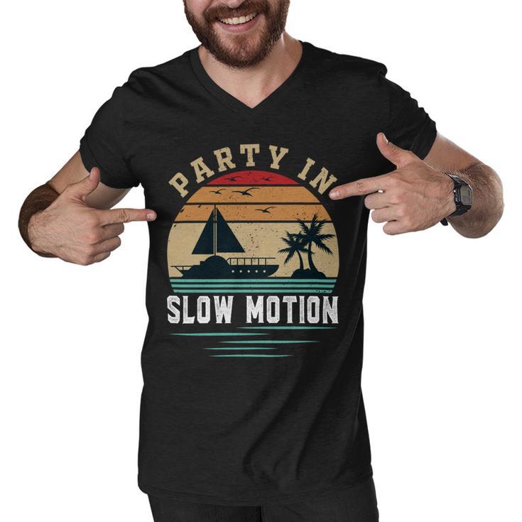 Party In Slow Motion Vintage  Funny Boating  Boating Gifts Men V-Neck Tshirt