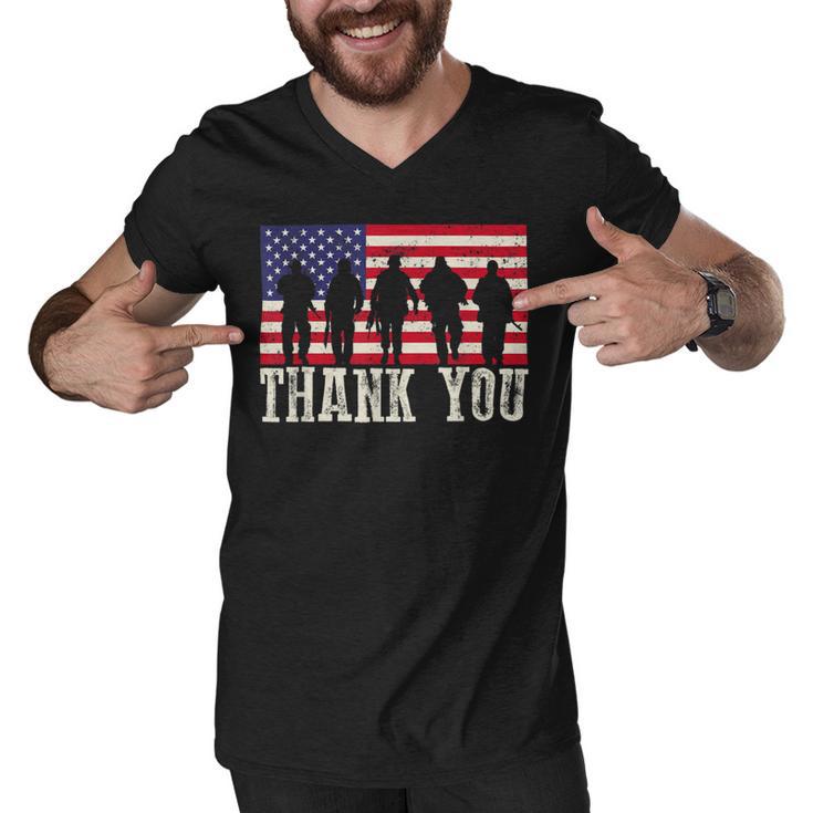 Patriotic American Flag Thank You For Men Women Kid Girl Boy Men V-Neck Tshirt