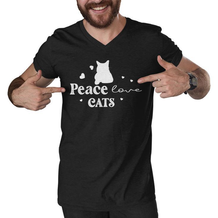 Peace Love Cats  Animal Lover  Cat Lover  Men V-Neck Tshirt