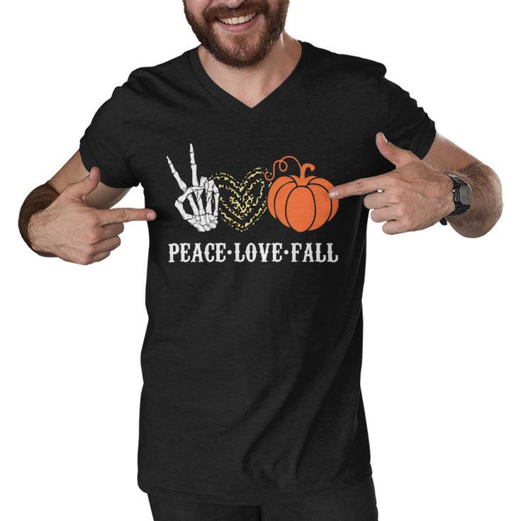Peace Love Fall Peace Love Pumpkin Men V-Neck Tshirt