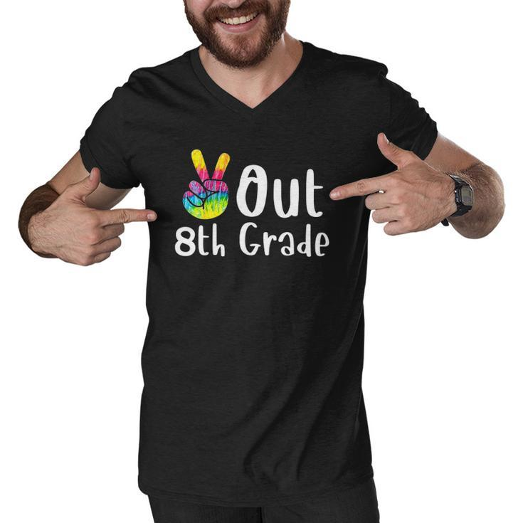 Peace Out 8Th Grade Tie Dye Graduation Class Of 2022 Virtual Men V-Neck Tshirt