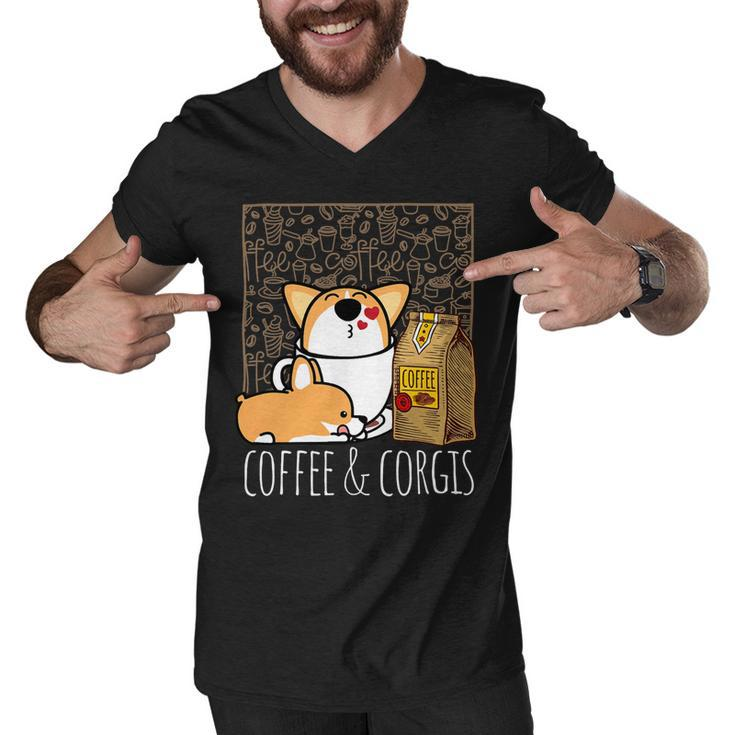 Pembroke Welsh Corgi Dog Coffee Lover Caffeine Corgi Mom Dad V4 Men V-Neck Tshirt