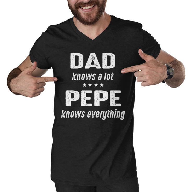 Pepe Grandpa Gift   Pepe Knows Everything Men V-Neck Tshirt