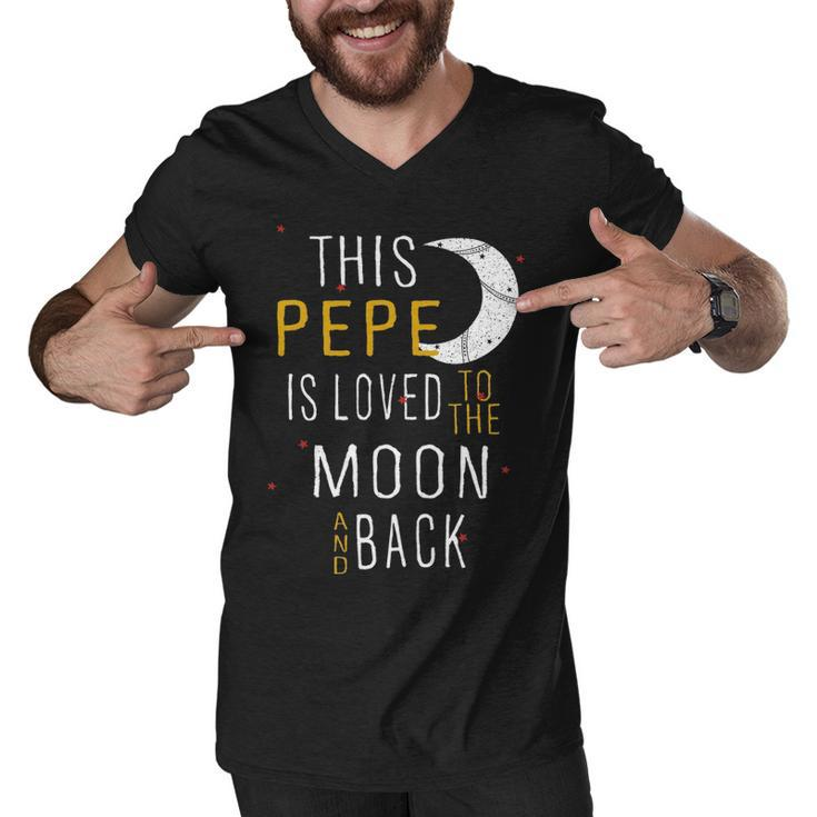 Pepe Grandpa Gift   This Pepe Is Loved To The Moon And Love Men V-Neck Tshirt