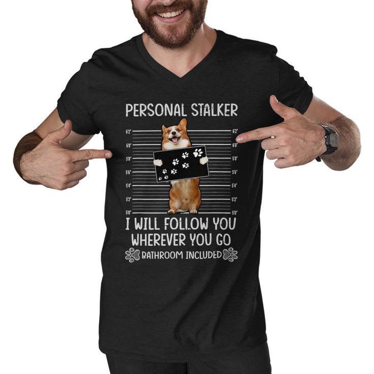 Personal Stalker Corgi Men V-Neck Tshirt