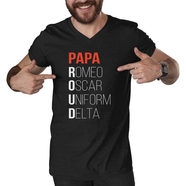 Phonetic Alphabet Proud Papa Tee I Army Dad Fathers Day Gift Men V-Neck Tshirt