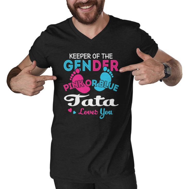 Pink Or Blue Tata Loves You Gender Reveal Men V-Neck Tshirt