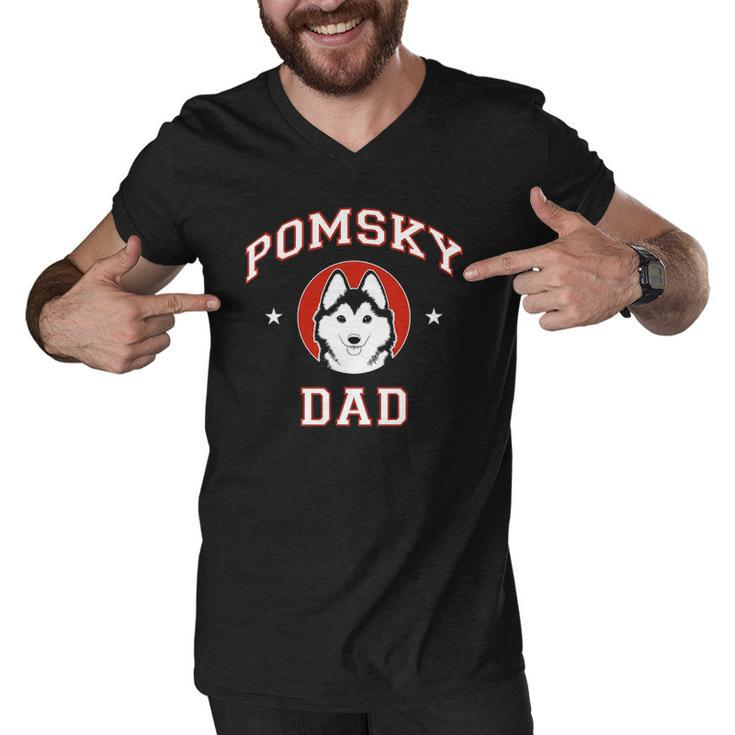 Pomsky Dad Pomsky Dad Mix Breed Dog Men V-Neck Tshirt
