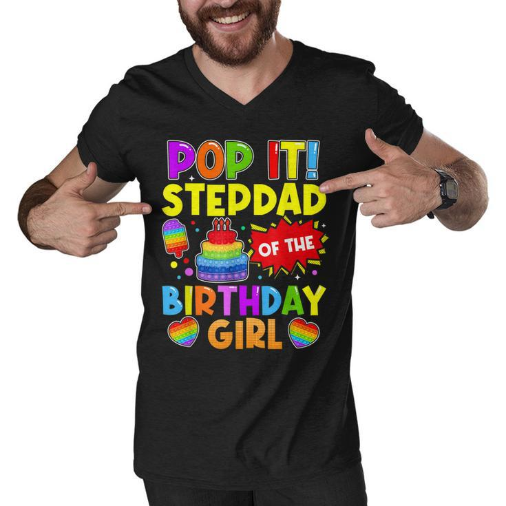 Pop It Stepdad Of The Birthday Girl Fidget Kids Family  Men V-Neck Tshirt