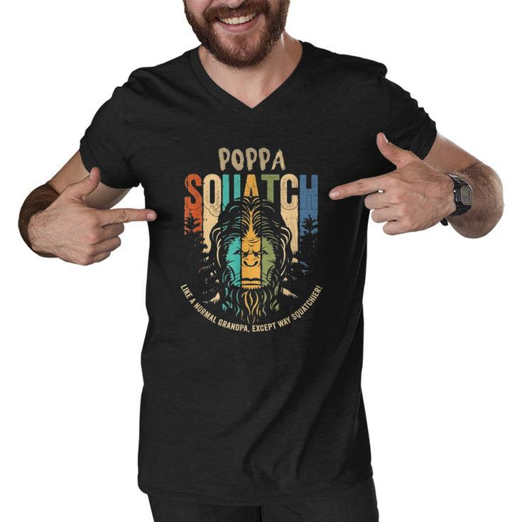 Poppa Squatch - Funny Bigfoot Sasquatch Fathers Day Gift Men V-Neck Tshirt