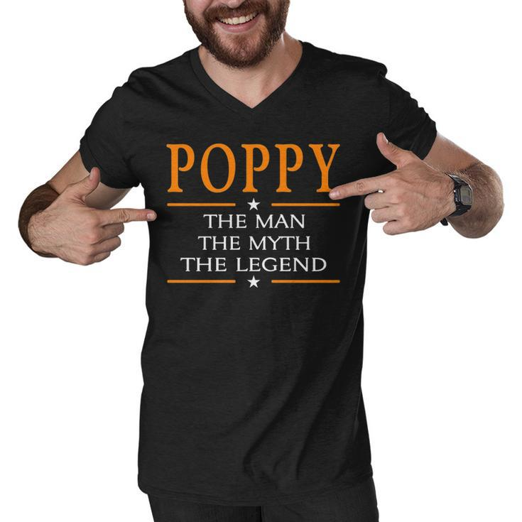 Poppy Grandpa Gift   Poppy The Man The Myth The Legend Men V-Neck Tshirt