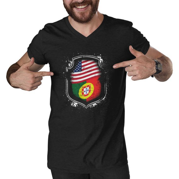 Portuguese American Flags Of Portugal And America  Men V-Neck Tshirt