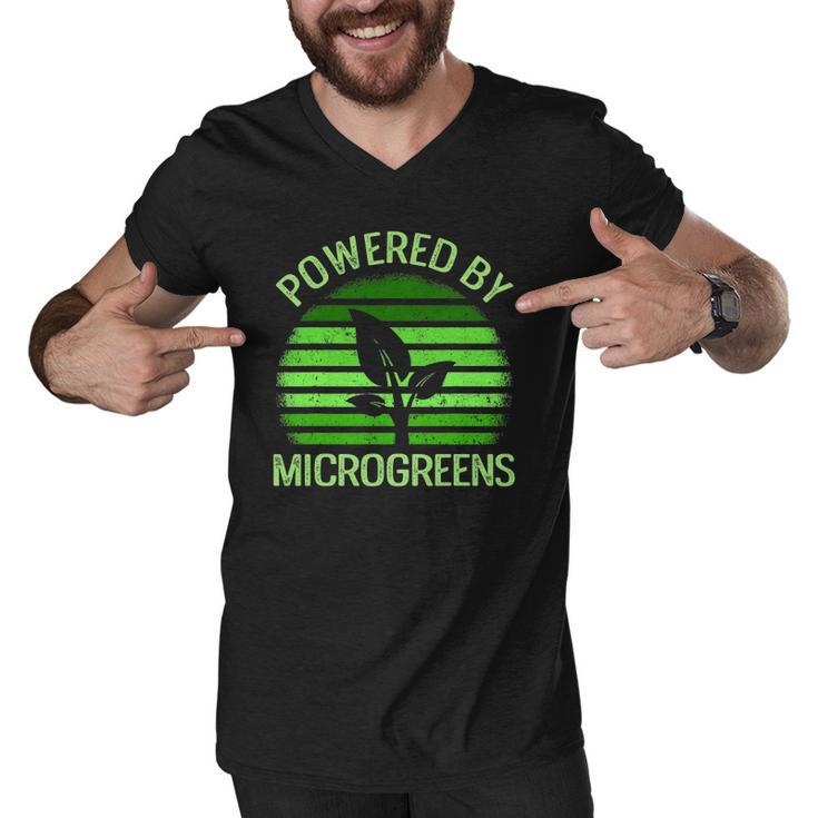 Powered By Microgreens Vegan Urban Farmers Gardening Men V-Neck Tshirt