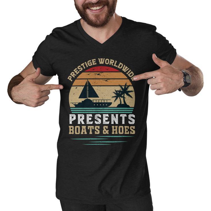 Prestigeworldwide Presentsboats Andhoes Vintage  Funny Boating  Boating Gifts Men V-Neck Tshirt