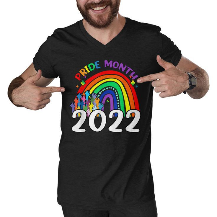 Pride Month 2022 Lgbt Rainbow Flag Gay Pride Ally  Men V-Neck Tshirt